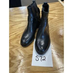 Tory Burch Colton Bootie Boots Women's Black Leather Side Zip Almond Toe S72